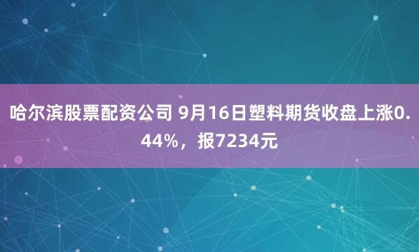 哈尔滨股票配资公司 9月16日塑料期货收盘上涨0.44%，报7234元